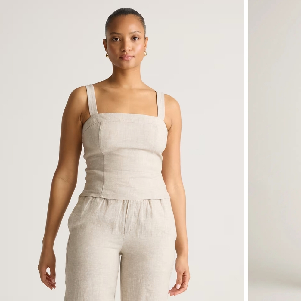 100% European Linen Fitted Tank SZ XS True Navy NWT